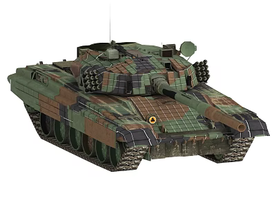 Modern Military Camouflage Tank Featuring Turret Tracks And Armor Design 3d model