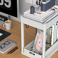 Organized Office Desk Setup With Desk Organizer Glass Cups Pink Label Clock Display And Supplies