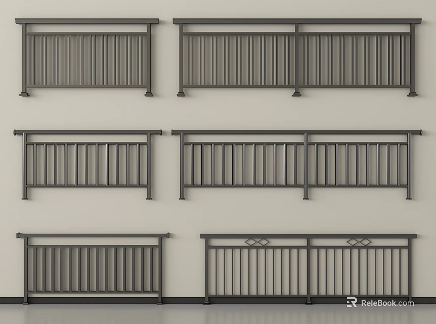 Modern Metal Railings Featuring Various Stylish Designs For Architectural Projects 3d model 