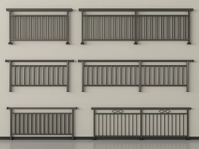Modern Metal Railings Featuring Various Stylish Designs For Architectural Projects 3d model