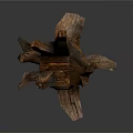 Artistic Wooden Sculpture With Tree Stump Shape Central Hollow Hole And Natural Carved Details