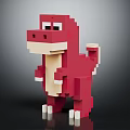 Red Pixel Style Dinosaur Decor On Kids Wooden Chair Furniture Piece