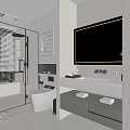 Modern Bathroom Interior Design With Shower Area Toilet Vanity Backlit Mirror And Storage