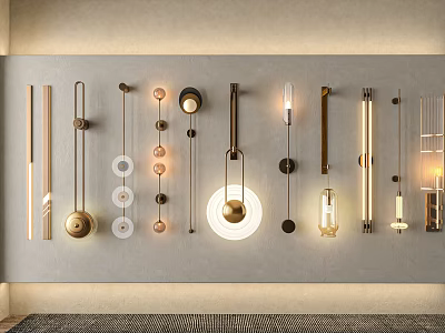 Modern Wall Lamps for Interior Decoration with Sleek Designs and Metal Finishes 3d model
