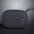 Portable Gray Bluetooth Speaker With Mesh Surface Carry Strap And Control Buttons