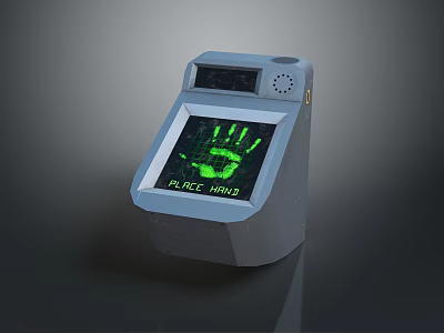 Computer Biometric Scanner With Green Handprint Place Hand Prompt And Secure Login Function 3d model