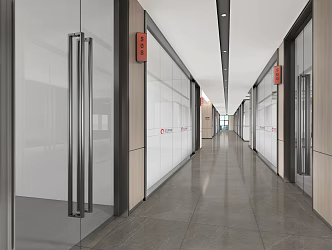 Public aisle of modern office building 3d model