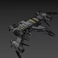 Sci Fi Spaceship Game Movie Character With Metallic Body And Multiple Engines