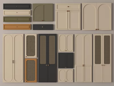 Assorted Kitchen Cabinet Components Featuring Different Door Panel Styles Drawer Fronts And Colors 3d model