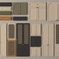 American Style Wardrobe Door Combination Cabinet Door Panel 3d model