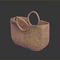 Yellow Woven Basket With Dual Handles For Home Storage And Decorative Use