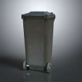 Gray Wheeled Household Trash Can With Lid Durable Plastic For Home Use