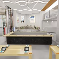 Modern Digital Store Interior With Display Tables Mobile Phones And Accessories