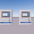 Two White Storage Cabinet Racks With Gas Alarm Control System And Digital Screens
