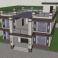 Traditional Chinese Style Two Story Detached Villa With Symmetric Design And Garden Surroundings