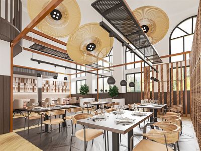 Modern Tea Restaurant Hong Kong-style Tea Restaurant Dining Table and Chair Card Seat Area Hotel Hong Kong-style Background Chandelier 3d model