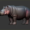 Realistic Hippopotamus 3D Model With Vibrant Blue And Red Hues On Dark Background