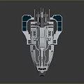 Futuristic Silver Spaceship Model With Sleek Design Detailed Structure And Blue Accents