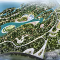 Scenic Park Landscape With Lush Green Spaces Winding River And Walking Paths