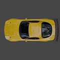 Yellow Modified Sports Car Featuring Streamlined Body Large Wheels and Rear Wing