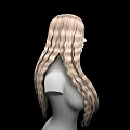 Game Movie Character 3D Model With Long Blonde Curly Hair Upper Body In Black Background