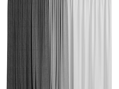 Elegant Modern Curtains in Black Grey White Tones for Home Interior Decor 3d model