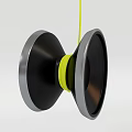 Modern Black Yoyo With Yellow String And Metallic Circular Design 3d model
