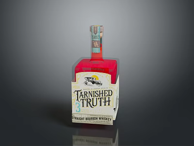 Tarnished Truth Strawberry Hearts Whiskey Bottle With Number 3 Label Design 3d model