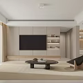 Modern Minimalist Living Dining Room Interior With Beige Walls L shaped Sofa And Artwork