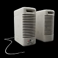 Vintage White Dual Computer Cases With Ventilation Grilles Control Knobs And Indicator Light
