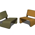 Modern Green and Orange Leisure Chair With Sleek Curved Design and Smooth Surface