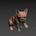 French Bulldog 3D Model Sitting Pose Light Brown Game Movie Character