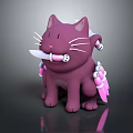Cute Purple Cartoon Cat Doll Holding Small Knife With Decorative Wings