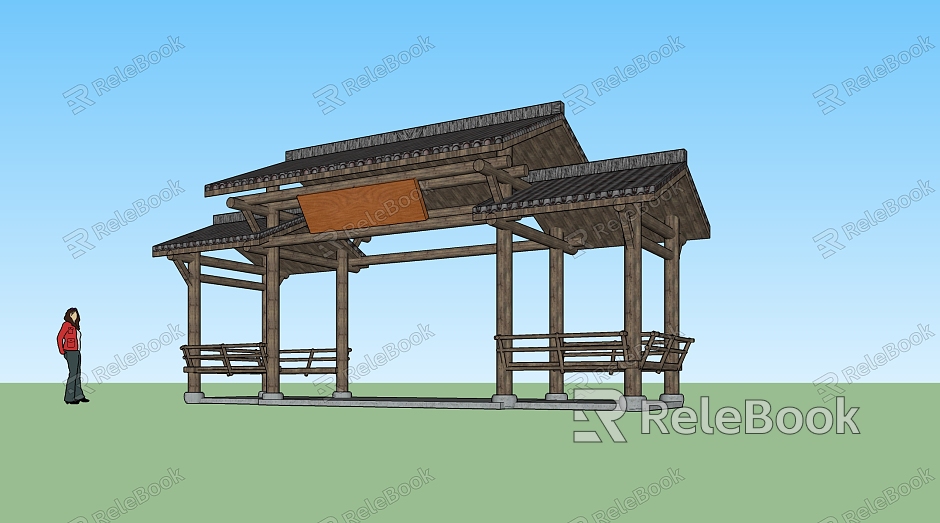 Chinese-style pavilion ancient building gallery model