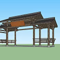 Chinese-style pavilion ancient building gallery 3d model