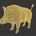 Wild Boar With Brown Fur And White Tusks Standing On Dark Background
