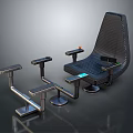 Ergonomic Modern Leisure Chair With Mesh Design Metal Frame And Side Tables