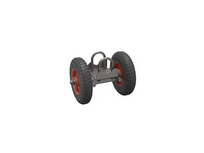 Sturdy Metal Frame Structure With Two Black Wheels And Red Rims 3d model