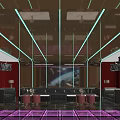 Modern KTV Room with Neon Lights Sofas Projection Screen and Decorative Walls 3d model