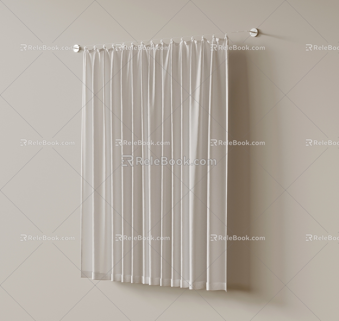 Curtain Modern Bathroom Curtain Waterproof Curtain 3d model