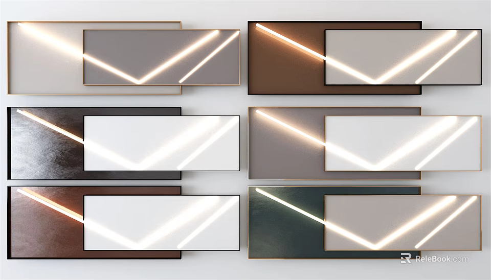 Modern Geometric Wall Decor With LED Lighting And Colorful Panel Designs 3d model
