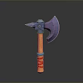 Classic Axe Weapon With Wooden Handle Red Stripes And Metal Head