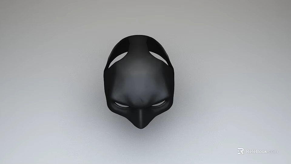 3D Designed Sleek Black Mask With Hollow Eye Forehead And Smooth Surface 3d model 