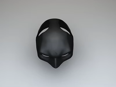 3D Designed Sleek Black Mask With Hollow Eye Forehead And Smooth Surface 3d model