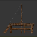 Sturdy Wooden Platform Equipment With Ladder Hanging Rope And Support Pole