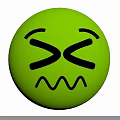 A Man Showing Angry Green Emoji Face With Frowning Eyebrows And Wavy Mouth