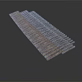 Rustic Wooden Slat Construction With Aligned Textured Brown Strips In Long Structure 3d model