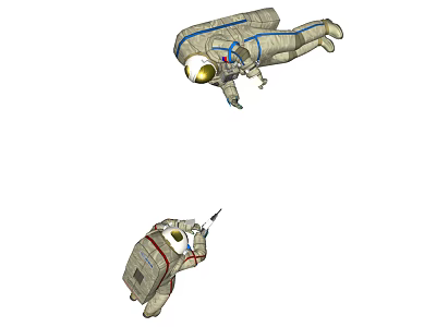 Man In Astronaut Suit Floating With Helmet And Space Gear In Cosmic Background 3d model