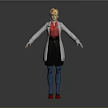 Game Movie Character Featuring Blonde Hair White Lab Coat Red Blouse And Red Shoes