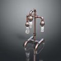 Stylish Industrial Copper Pipe Lighting Combination With Three Clear Glass Bulbs